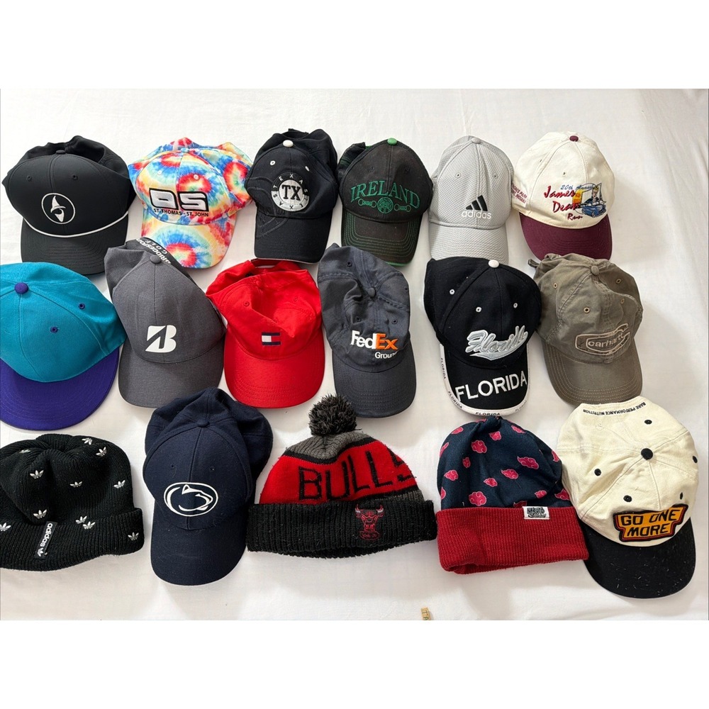 Adidas Bridgestone Vintage Assorted Wholesale Lot Of 17 Golfing Hats Fit